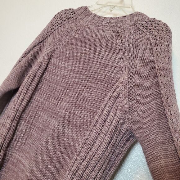 Moda International Chunky Cable Knit Cardigan Deep V Neck Button Front Sz M - Picture 7 of 11